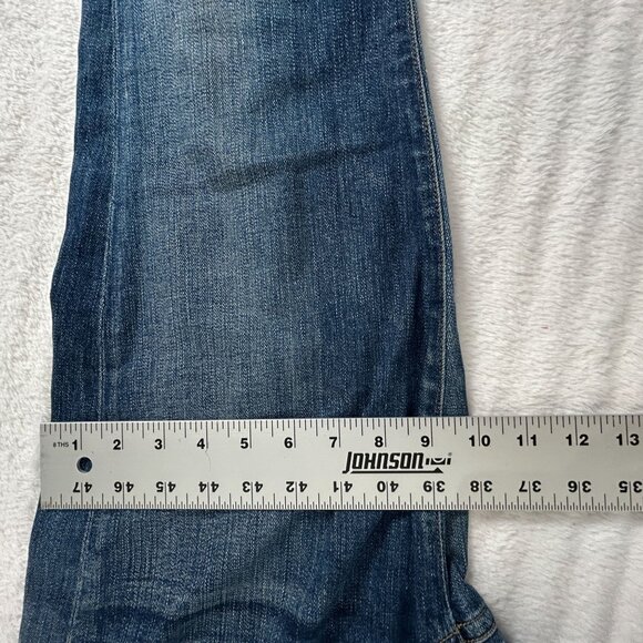 Goldsign Womens Mid-Rise Straight-Leg Jeans Blue Denim Distressed Made in USA - Picture 10 of 11